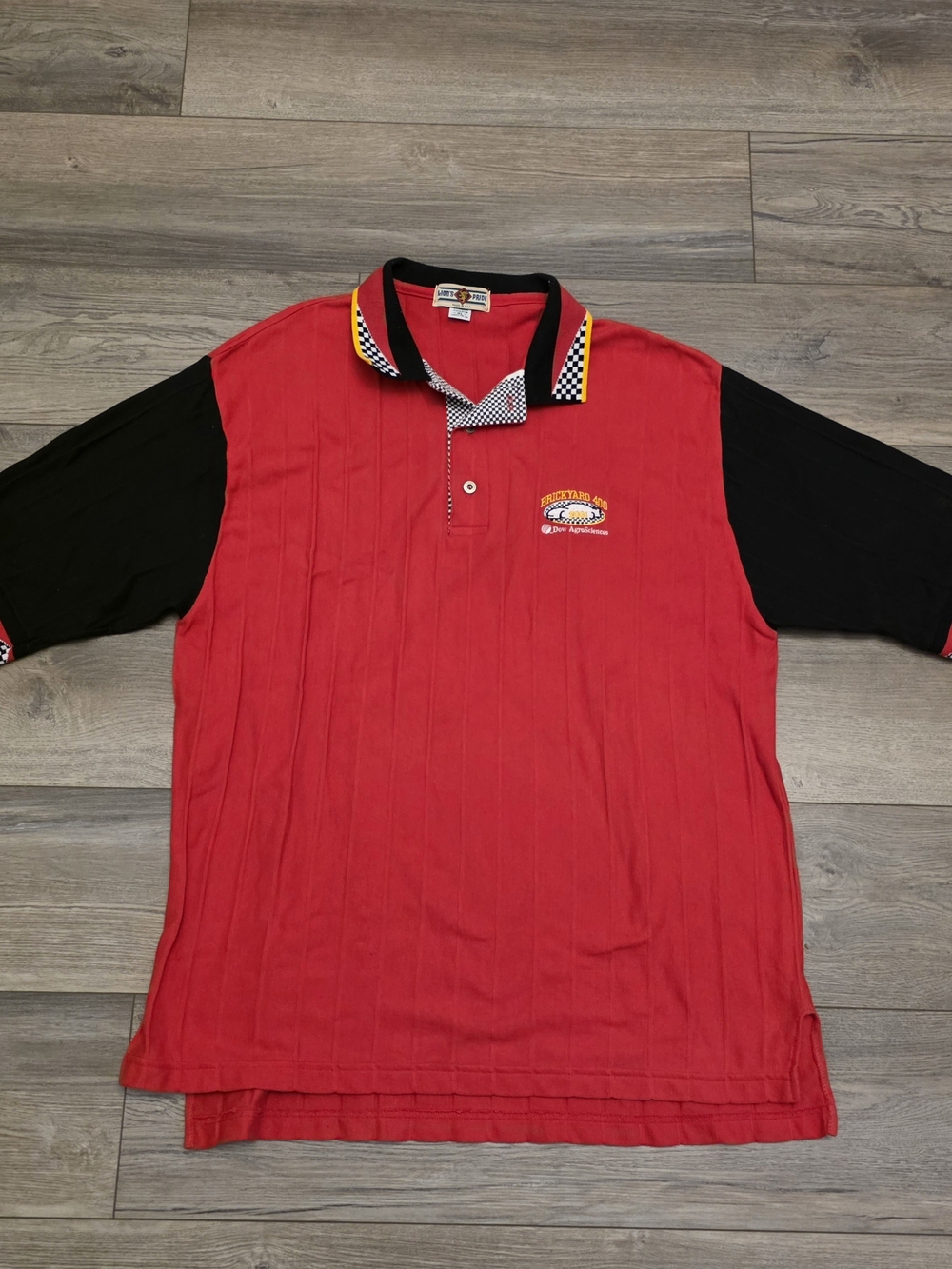 Vintage Lions Pride Brickyard 400 NASCAR Polo Shirt Red Black Mens Size XL